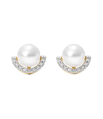 Contemporary Brass Stud Gold Cubic Earring