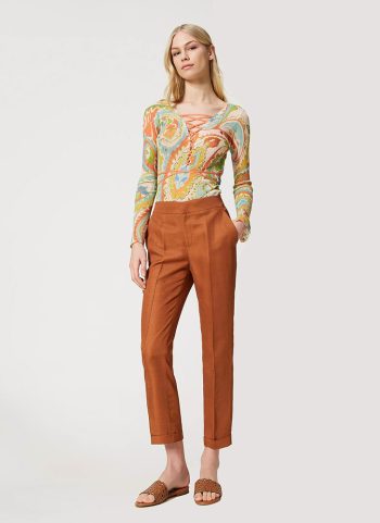 Women Slim White Trousers