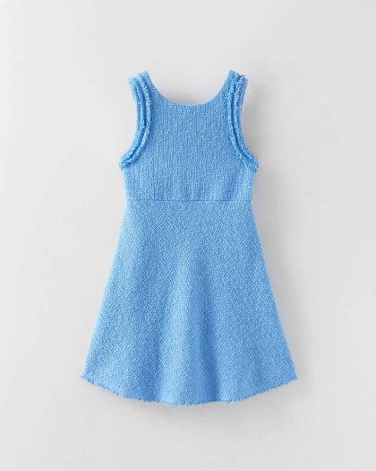 Textured Dress with Frayed Detail