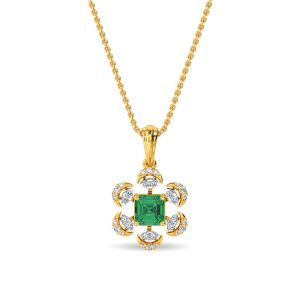 Esra Floral Diamond Pendant Set Gold